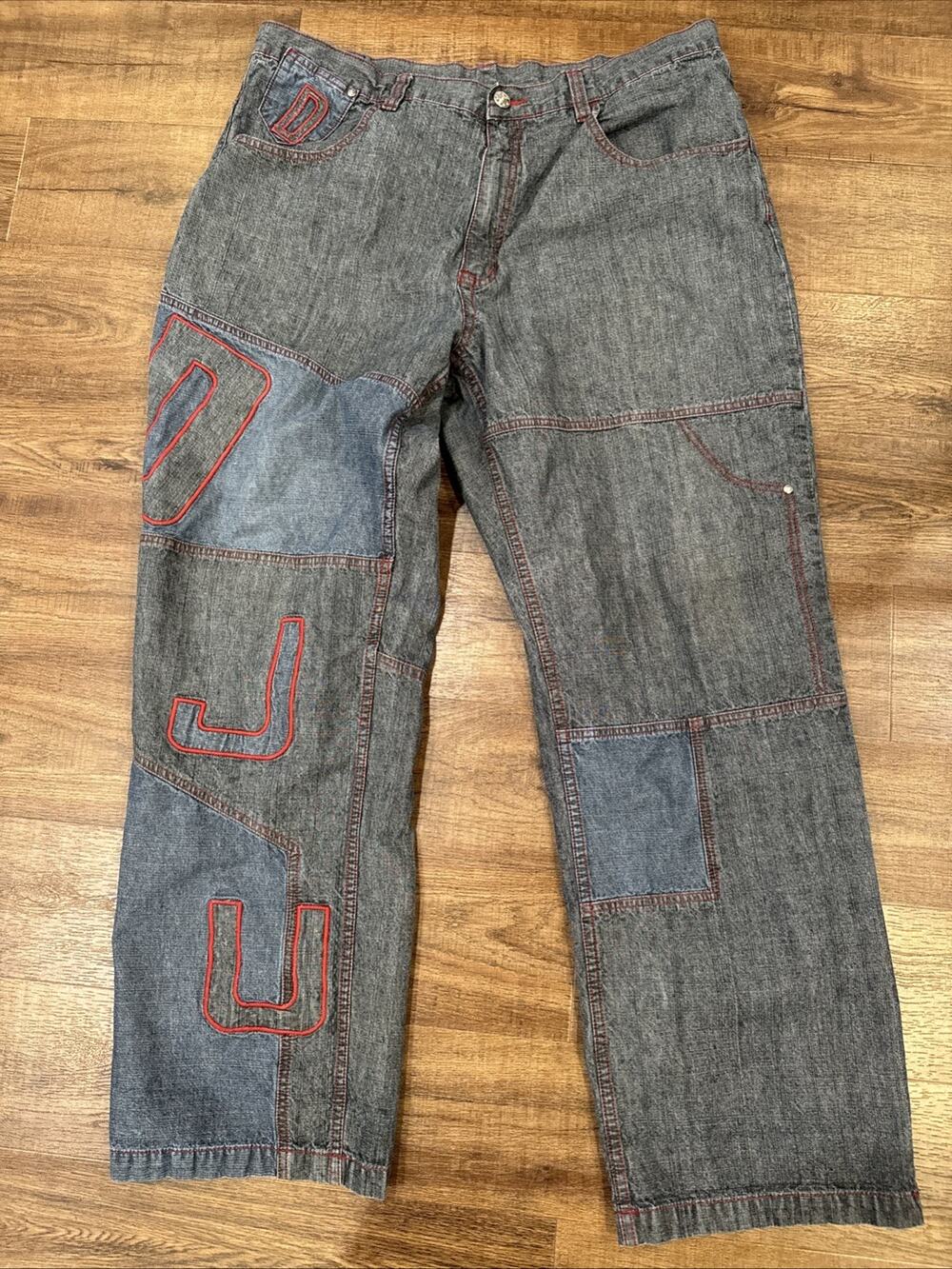 Men's Def Jam University Jeans Blue Denim Hip Hop Baggy Skater Size 40x32 90s